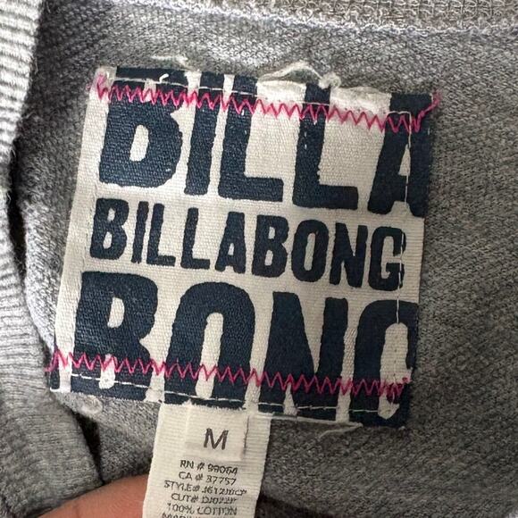 Billabong Sweater Womens M Gray Green Striped Pullover Sweatshirt Pocket - Picture 6 of 8